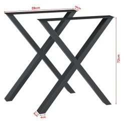 Lot de 2 pieds de table Greith acier 72 x 59 cm noir en.casa