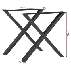 Lot de 2 pieds de table Greith acier 72 x 79 cm noir en.casa