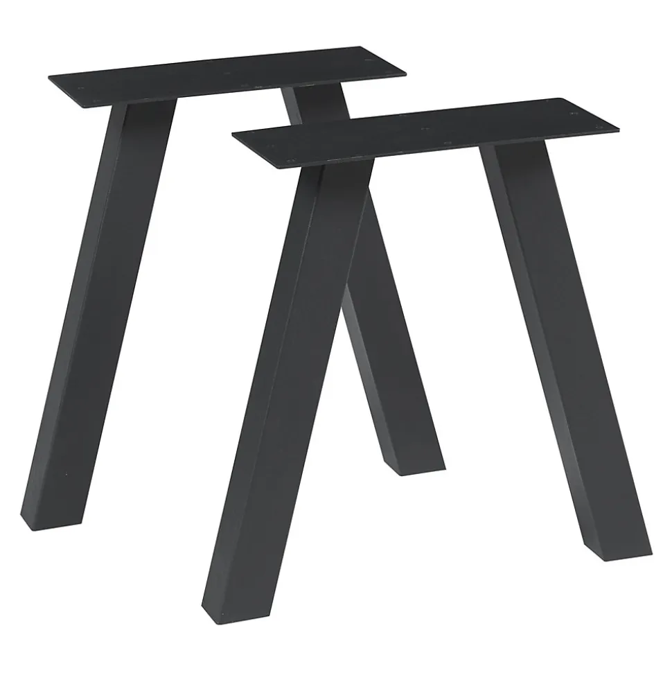 Lot de 2 pieds de table Heustreu acier 40 x 40 cm noir en.casa