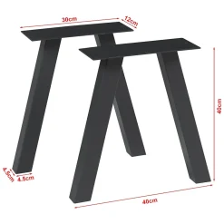 Lot de 2 pieds de table Heustreu acier 40 x 40 cm noir en.casa