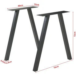 Lot de 2 pieds de table Heustreu acier 72 x 70 cm noir en.casa