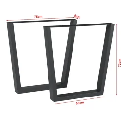 Lot de 2 pieds de table Lalling acier 72 x 75 cm noir en.casa