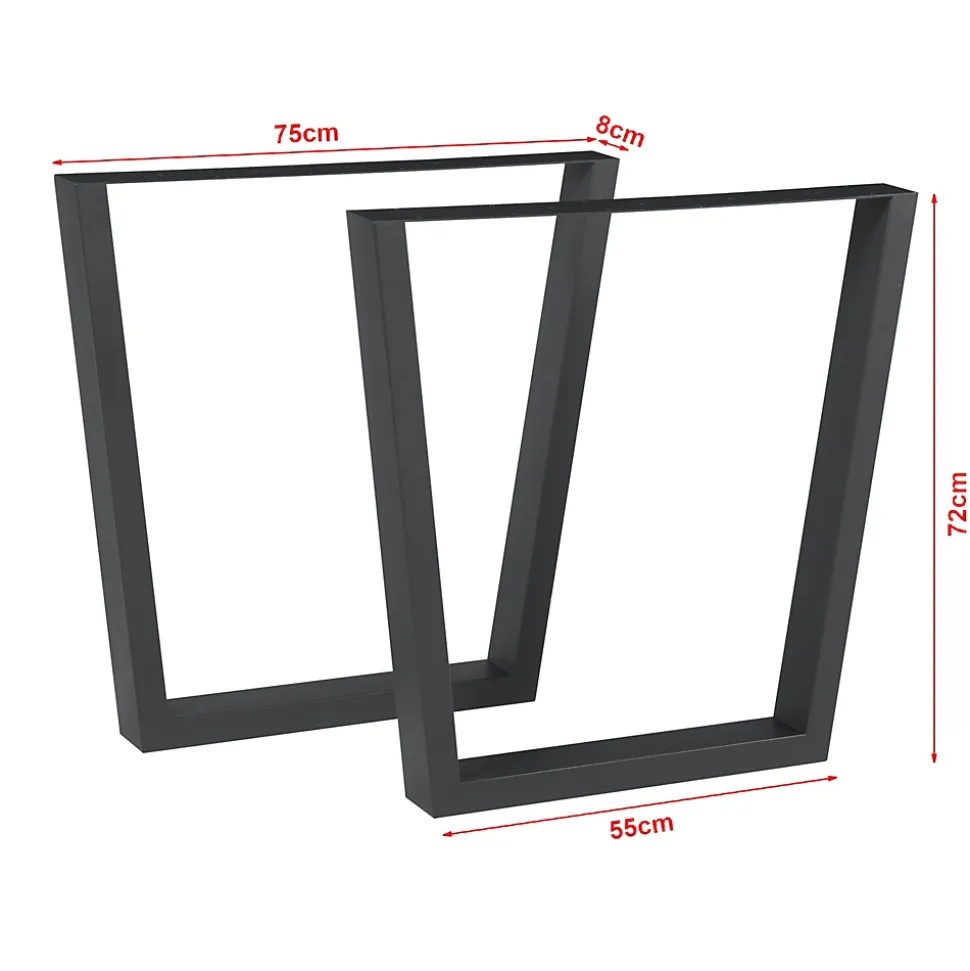 Lot de 2 pieds de table Lalling acier 72 x 75 cm noir en.casa