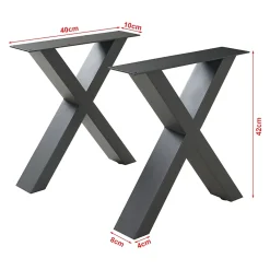 Lot de 2 pieds de table Maribo acier 42 x 40 cm noir en.casa