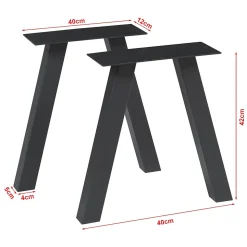 Lot de 2 pieds de table Mariager acier 42 x 40 cm noir en.casa