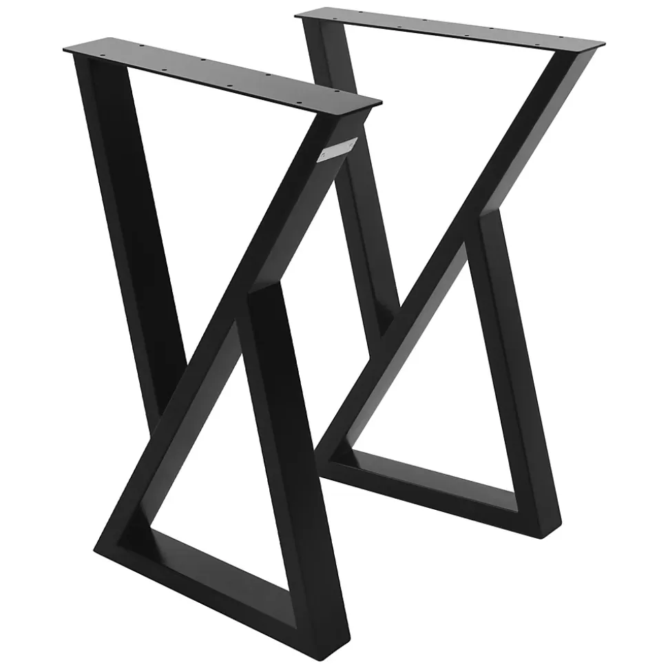 Lot de 2 pieds de table ML-Design forme de X 40x71 cm noir acier revêtu poudre design industriel
