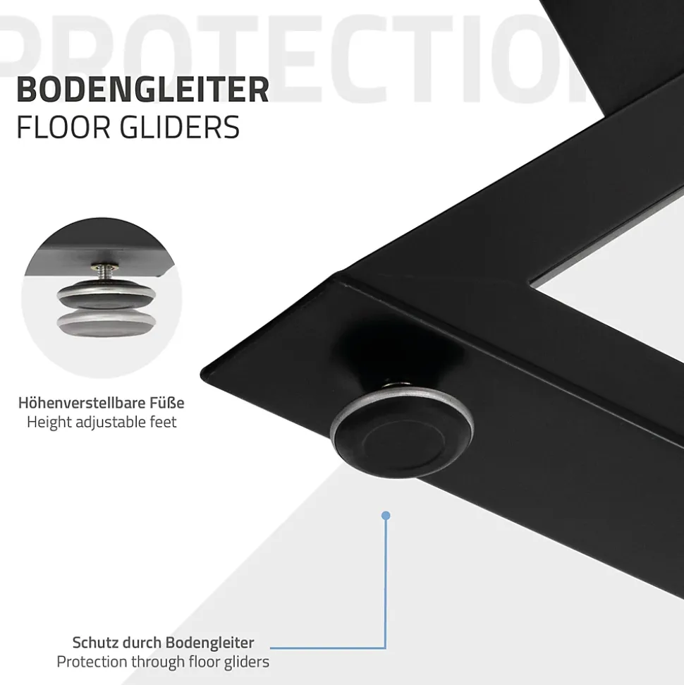 Lot de 2 pieds de table ML-Design forme de X 40x71 cm noir acier revêtu poudre design industriel