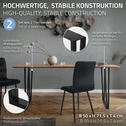 Lot de 2 pieds de table ML-Design forme rectangulaire 50x71,5 cm noir acier revêtu par poudre