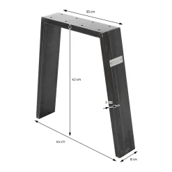 Lot de 2 pieds de table ML-Design loft forme de U 44x42 cm industriel acier revêtu par poudre