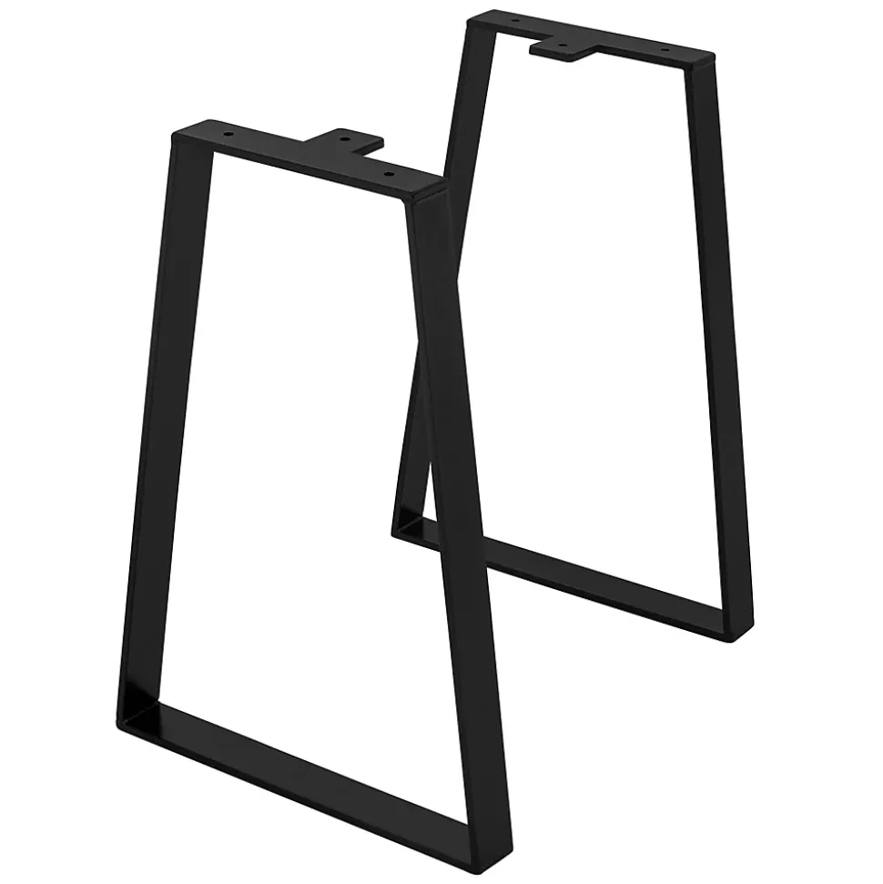 Lot de 2 pieds de table ML-Design forme trapèze 28,5x40,5 cm noir acier revêtu par poudre robuste