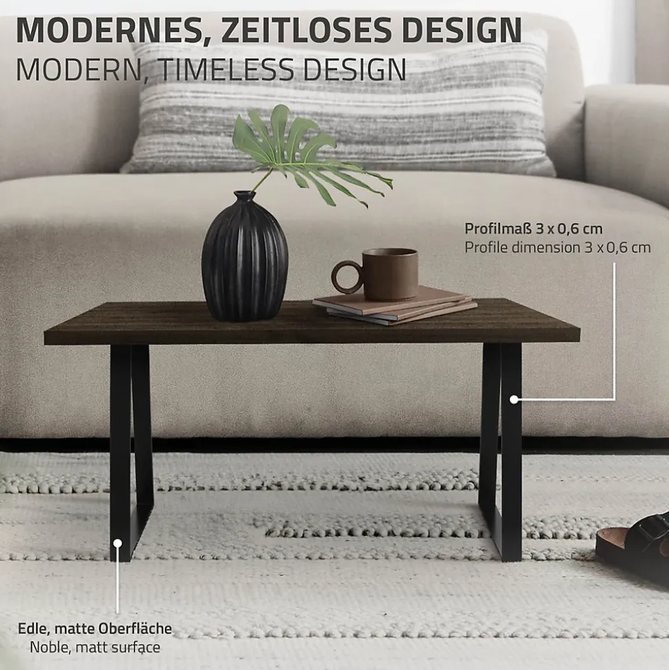 Lot de 2 pieds de table ML-Design forme trapèze 28,5x40,5 cm noir acier revêtu par poudre robuste