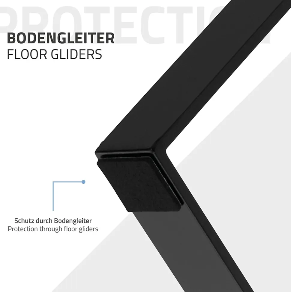 Lot de 2 pieds de table ML-Design forme trapèze 28,5x40,5 cm noir acier revêtu par poudre robuste