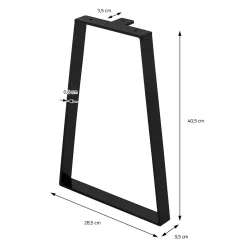 Lot de 2 pieds de table ML-Design forme trapèze 28,5x40,5 cm noir acier revêtu par poudre robuste