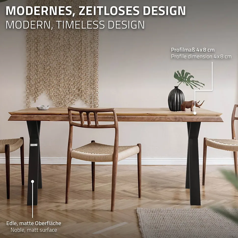 Lot de 2 pieds de table ML-Design forme de X 50x72 cm noir acier revêtu poudre design industriel