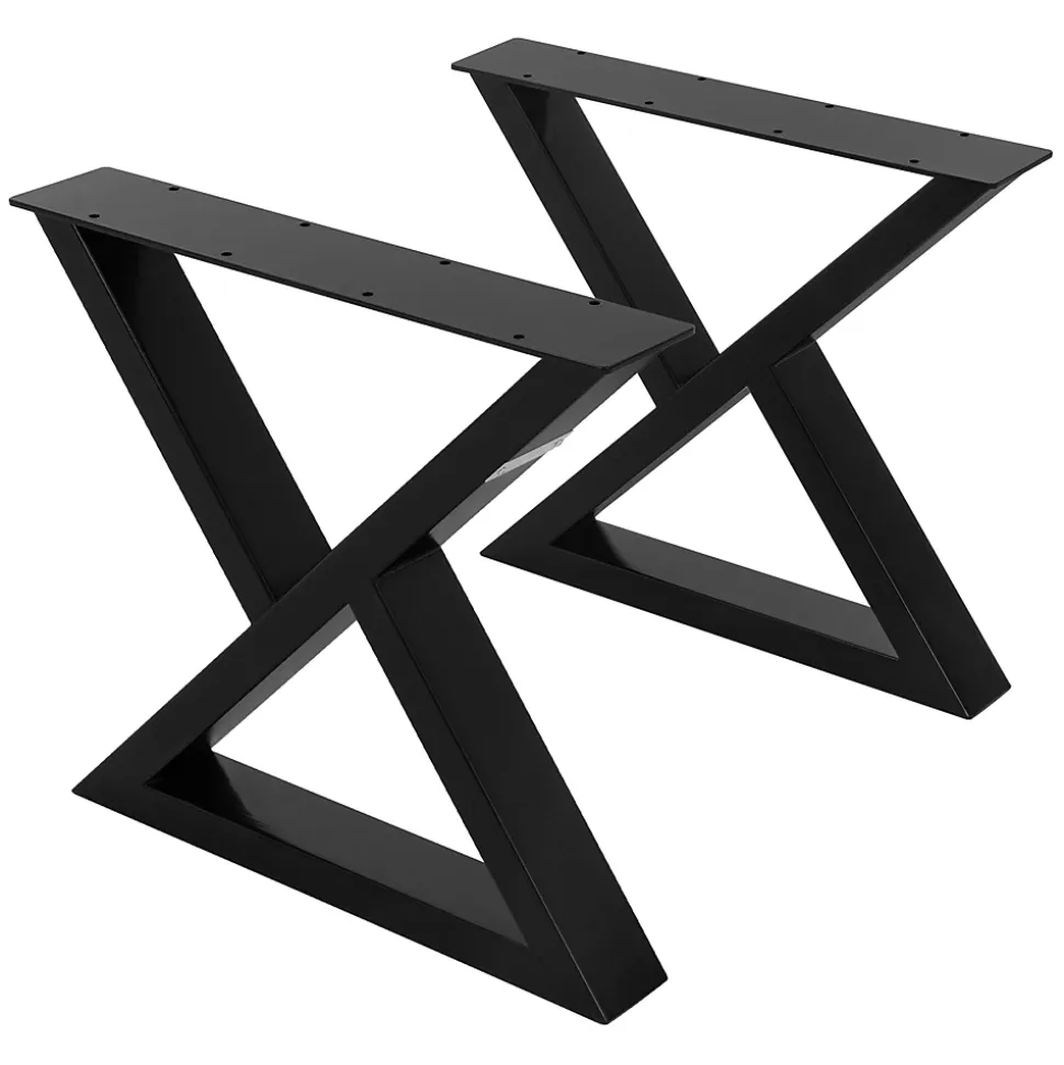 Lot de 2 pieds de table ML-Design forme de X 43x40 cm noir acier revêtu poudre design industriel