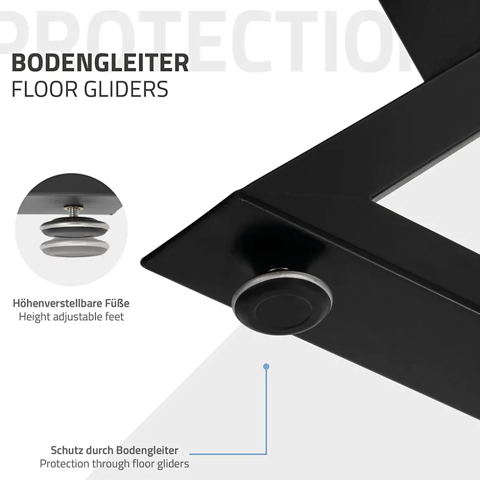 Lot de 2 pieds de table ML-Design forme de X 43x40 cm noir acier revêtu poudre design industriel