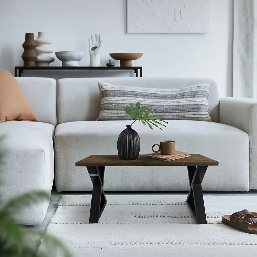 Lot de 2 pieds de table ML-Design forme de X 43x40 cm noir acier revêtu poudre design industriel