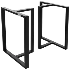 Lot de 2 pieds de table ML-Design forme de T 60x72 cm noir acier revêtu poudre design industriel