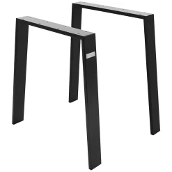 Lot de 2 pieds de table ML-Design loft forme de U 75x72 cm noir acier revêtu par poudre robuste