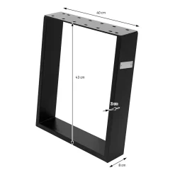 Lot de 2 pieds de table ML-Design inclinaison à 80 degrés 40x43 cm noir acier revêtement en poudre