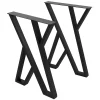 Lot de 2 pieds de table ML-Design forme de X 50x71 cm noir acier revêtu poudre design industriel
