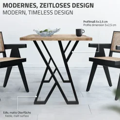 Lot de 2 pieds de table ML-Design forme de X 50x71 cm noir acier revêtu poudre design industriel