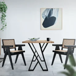 Lot de 2 pieds de table ML-Design forme de X 50x71 cm noir acier revêtu poudre design industriel