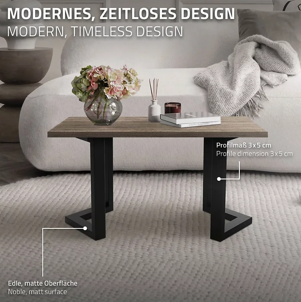 Lot de 2 pieds de table ML-Design forme de V 25x43 cm noir acier revêtu poudre design industriel