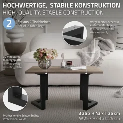 Lot de 2 pieds de table ML-Design forme de V 25x43 cm noir acier revêtu poudre design industriel