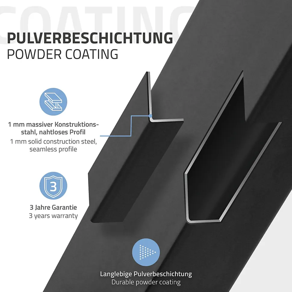 Lot de 2 pieds de table ML-Design forme de V 25x43 cm noir acier revêtu poudre design industriel