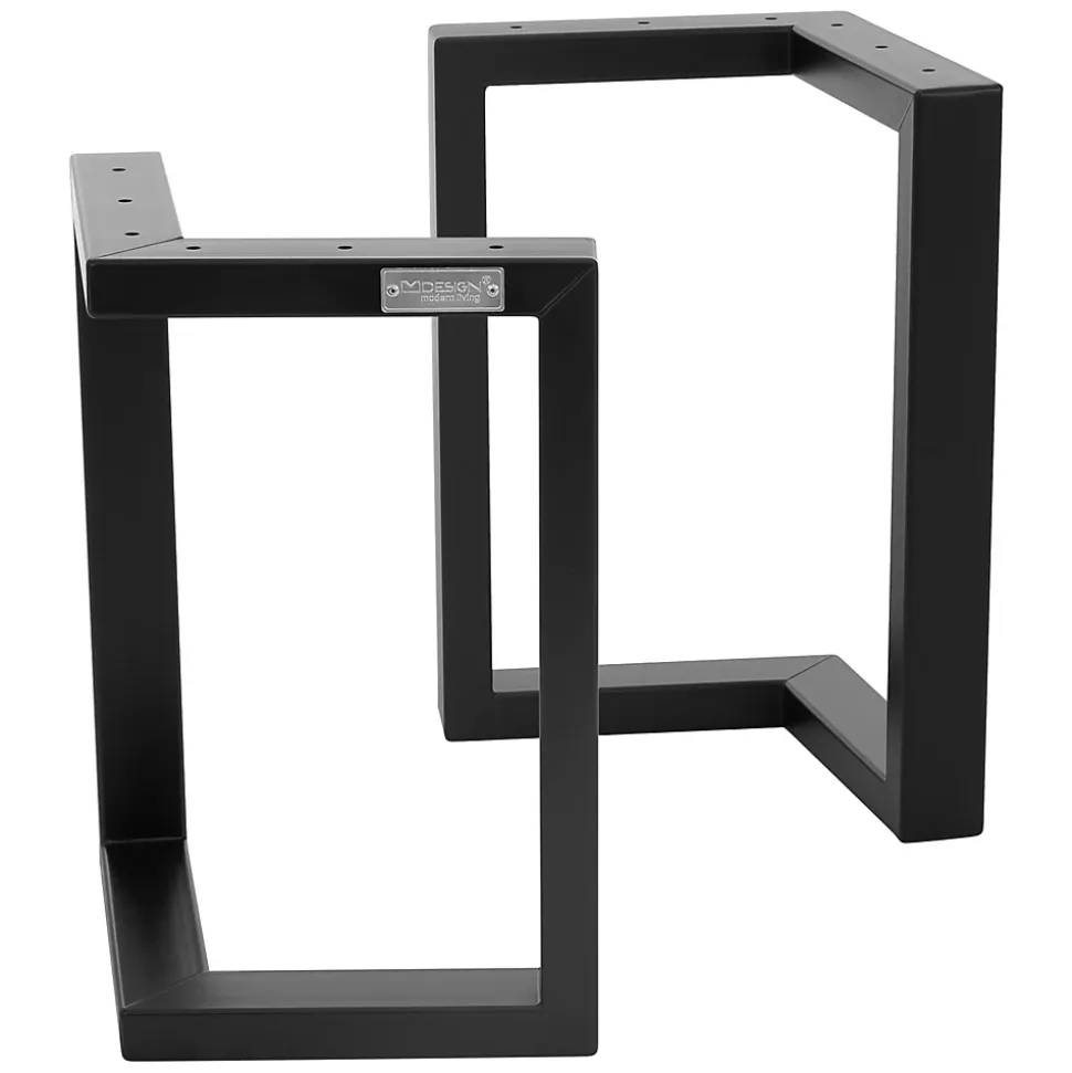 Lot de 2 pieds de table ML-Design forme de V 25x43 cm noir acier revêtu poudre design industriel