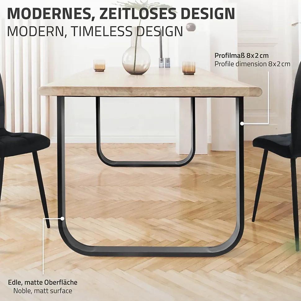 Lot de 2 pieds de table ML-Design forme de O 80x72 cm noir acier revêtu poudre design industriel