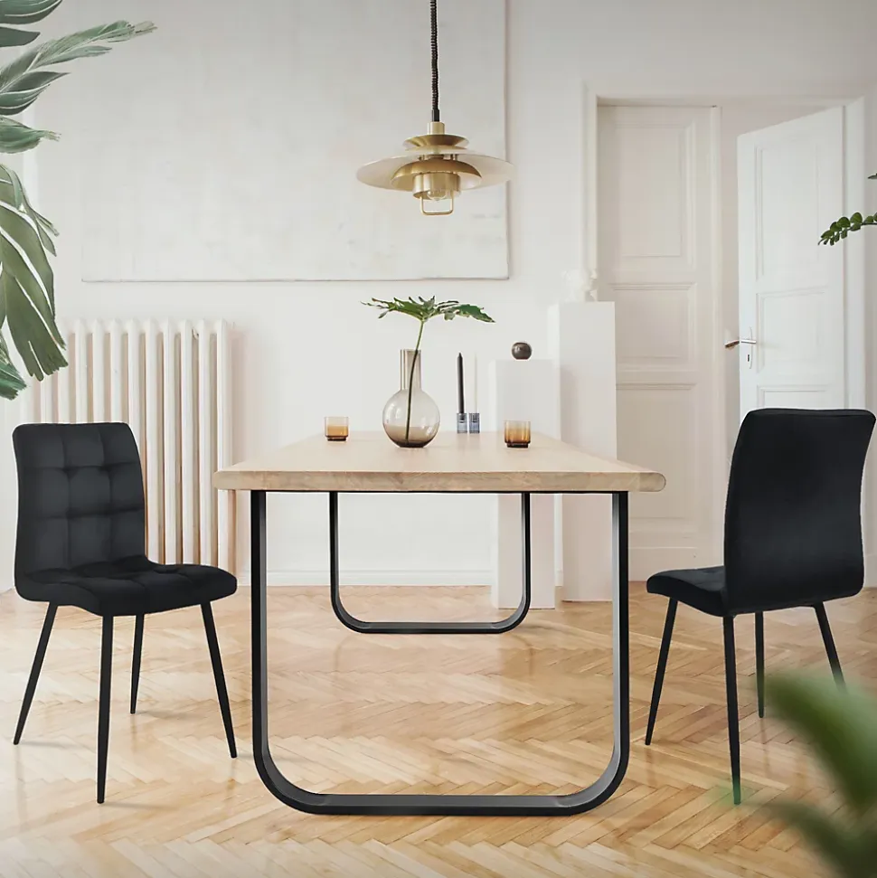 Lot de 2 pieds de table ML-Design forme de O 80x72 cm noir acier revêtu poudre design industriel