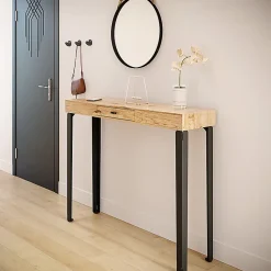 Lot de 2 pieds DECO-GEM pour table mange debout en acier finition époxy red brown métallisé à visser, H.86 cm