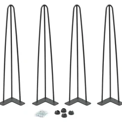 Lot de 4 pieds épingle 71 cm pour table noir design industriel