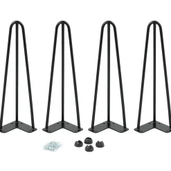Lot de 4 pieds épingle 40,5 cm pour table noir design industriel
