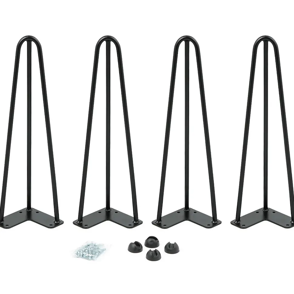 Lot de 4 pieds épingle 40,5 cm pour table noir design industriel