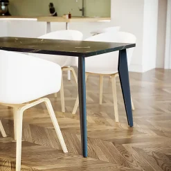 Lot de 2 pieds profilés DECO-GEM pour table haute en acier finition époxy noir à visser, H.71 cm