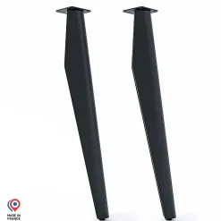 Lot de 2 pieds profilés DECO-GEM pour table mange debout en acier finition époxy noir à visser, H.86 cm