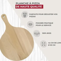 Lot de 2 planches à pizza et tarte flambée en bois 30 cm Fackelmann Pizzas Lovers