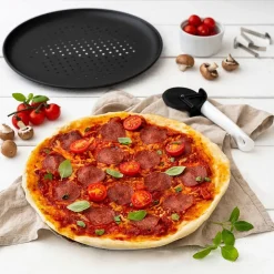 Lot de 2 plaques à pizza à fond perforé 32 cm Zenker Spécial Countries