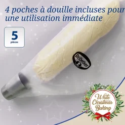 Lot de 4 poches à douille et embout flocon de neige en inox Dr.Oetker Baker Edition