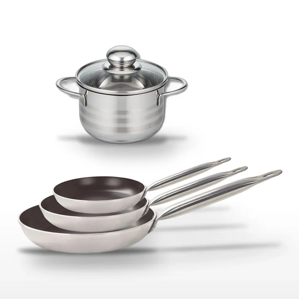 Lot de 3 Poêles 24/28/32 cm céramique Elo Bistro Line avec Faitout 12 cm