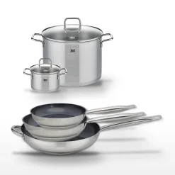 Lot de 3 Poêles 24/28/32 cm Elo Profi Therm Platinum et 2 Faitouts Elo Citrin