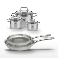 Lot de 2 poêles 24/28 cm Elo Relief Passion et 3 faitouts 12/14/20 cm Elo Citrin