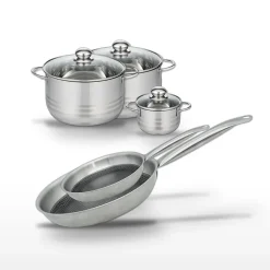 Lot de 2 Poêles 24/28 cm et 3 Faitouts 12/20/24 cm Elo Relief Solution