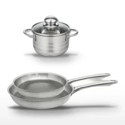 Lot de 2 poêles 24/28 cm et faitout 12 cm Elo Relief Passion