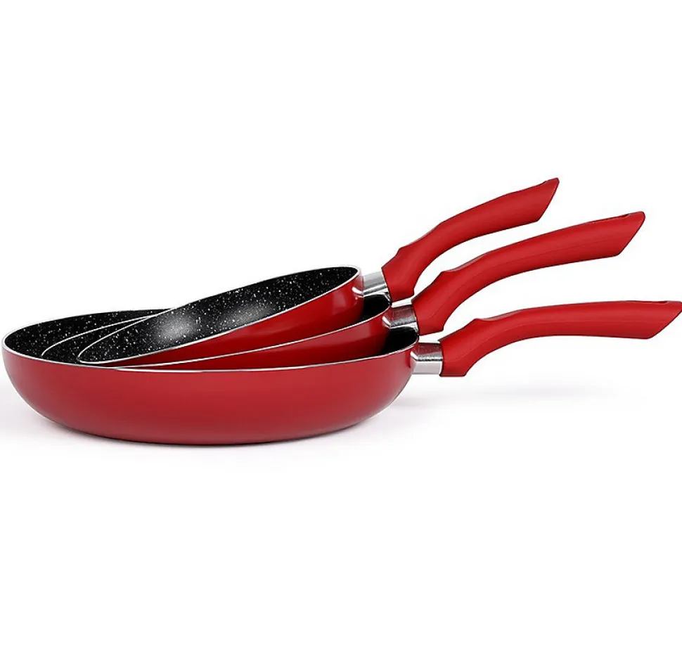 Lot de 3 poêles antiadhésives 20/24/28cm rouge Livoo MEN124RC