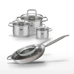 Lot de 2 Poêles 32/24cm & 3 Faitouts 20/16/12cm Elo Relief Solution