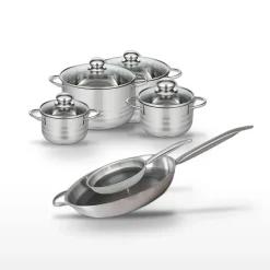 Lot de 2 Poêles 24/32cm et 4 Faitouts 14/16/20/24cm Elo Relief Solution